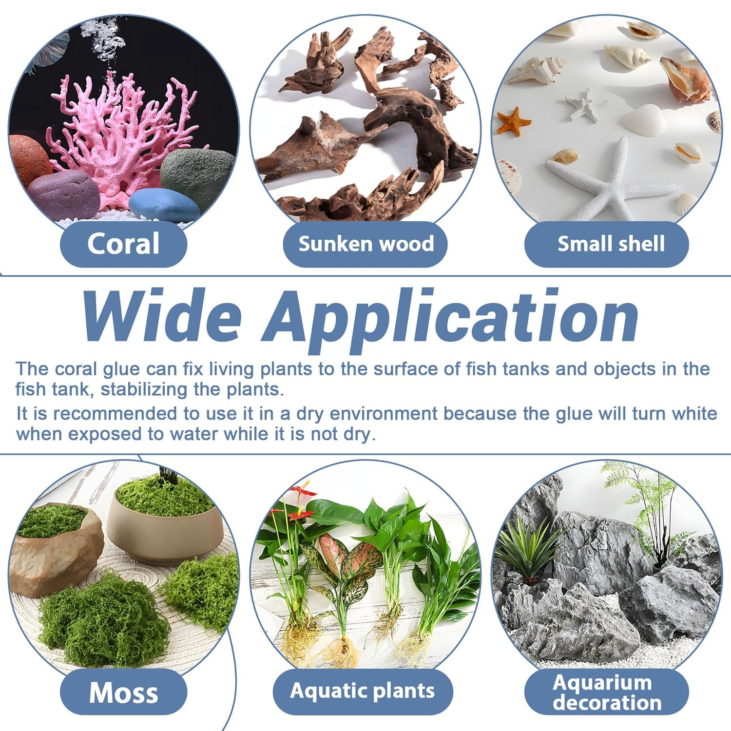 1DFAUL Aquarium Glue Fish Safety, 2Pcs Coral Reef Glue for Plants Moss, Coral, Stone, Wood Aquascaping, Quick Drying (2) image number 4