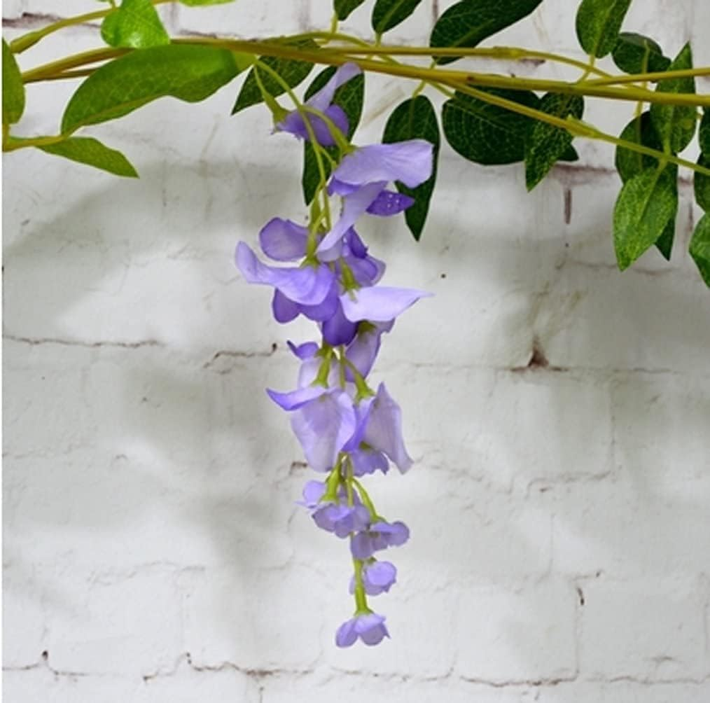 4Pcs 6Ft/Piece Artificial Wisteria Flowers Garland Artificial Vine Rattan Hanging Flower for Wedding Party Home Garden Wall Arch Floral Decoration (Purple) - Pink image number 3