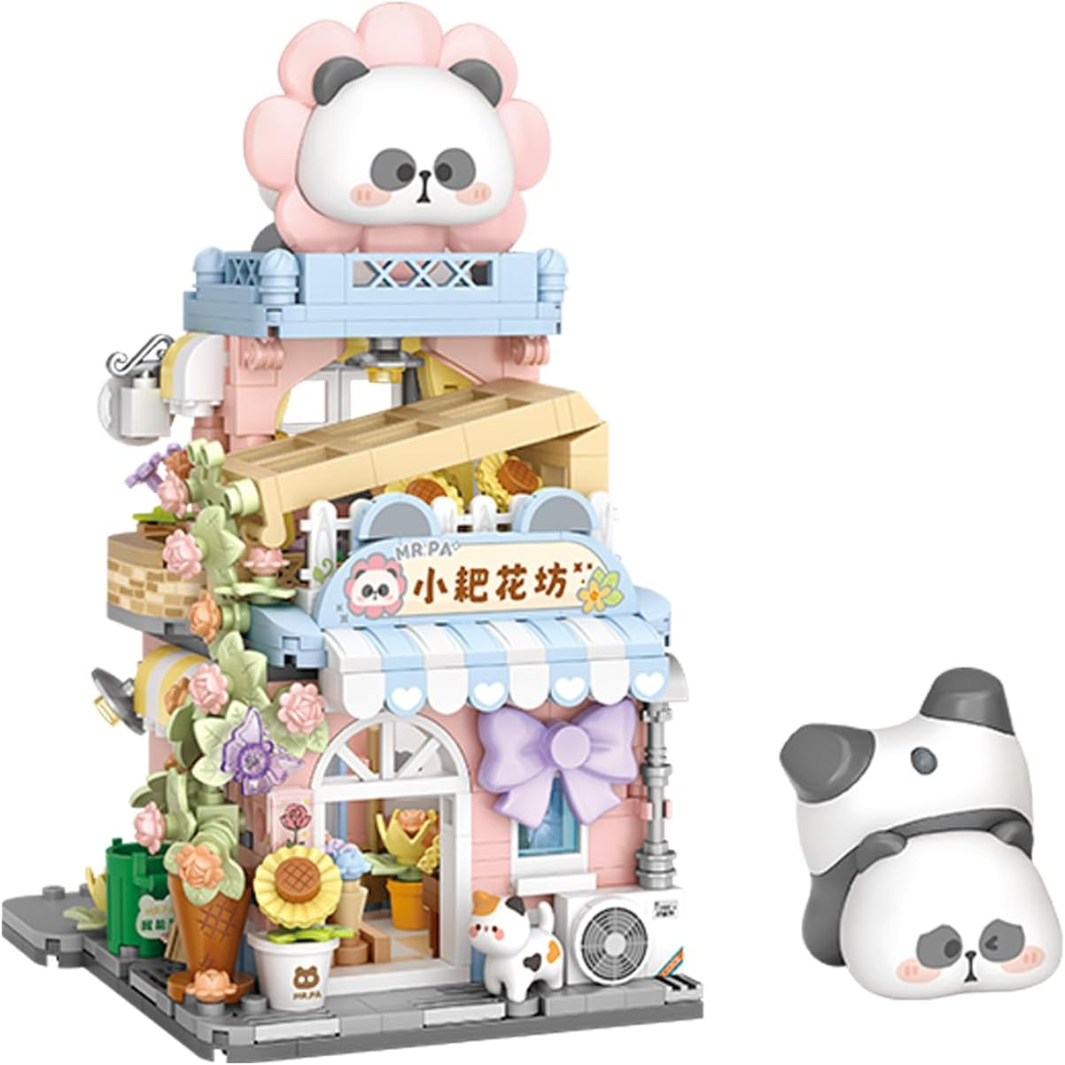 Toymart Panda Floral Garden Building Set &ndash; 810PCS Mini Flower Shop Blocks with Panda Figurine, Japanese Style Building Kit for Teens & Adults, Collectible Micro Bricks for Gift & Display image number 2