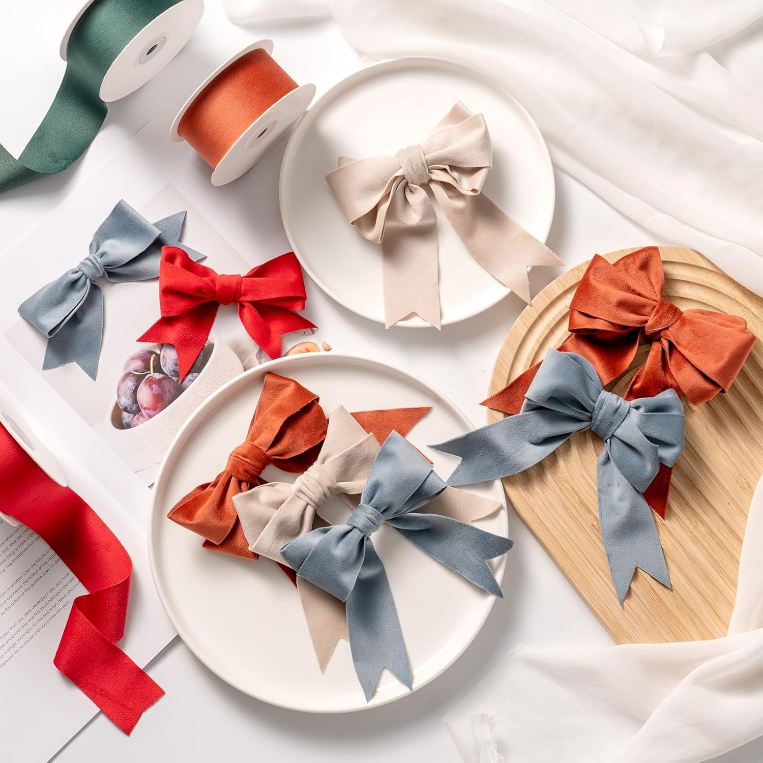 CHUQING Ribbons Red Velvet Gift Ribbons Wide Velvet Ribbon for Sewing Bow Decorative Ribbon 1.5 Inch X 10 Yards image number 6