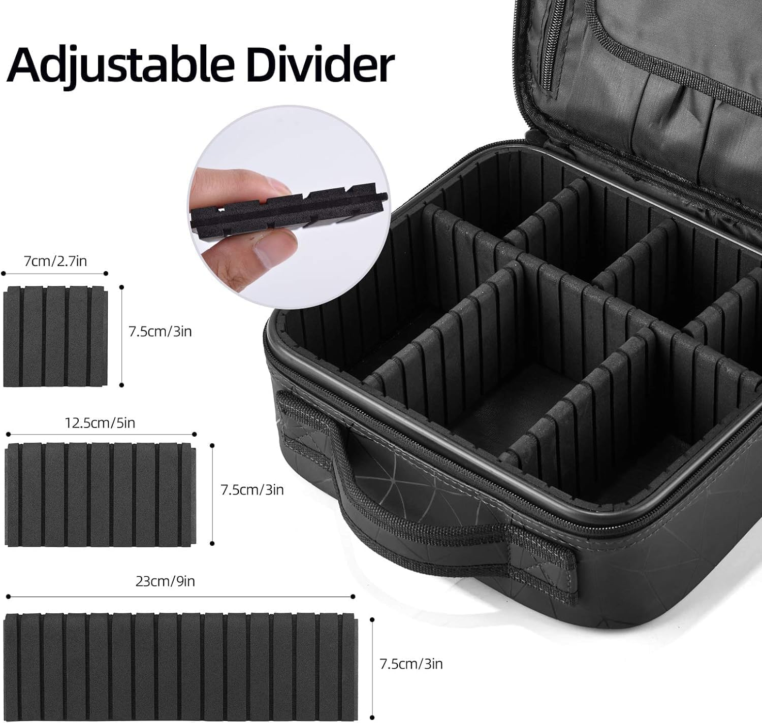 JOVALA Make up Travel Case Large Makeup Bag Cosmetics Train Case Makeup Suitcase with Compartments Toiletries Brush Organizers and Storage Bag (Black) - Black image number 2