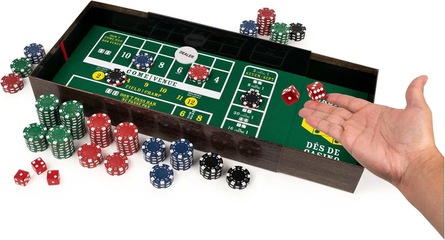Deluxe Casino Set, 3 Classic Games in 1: Craps, Blackjack, and Poker, Classic Games for Ages 10 and Up
