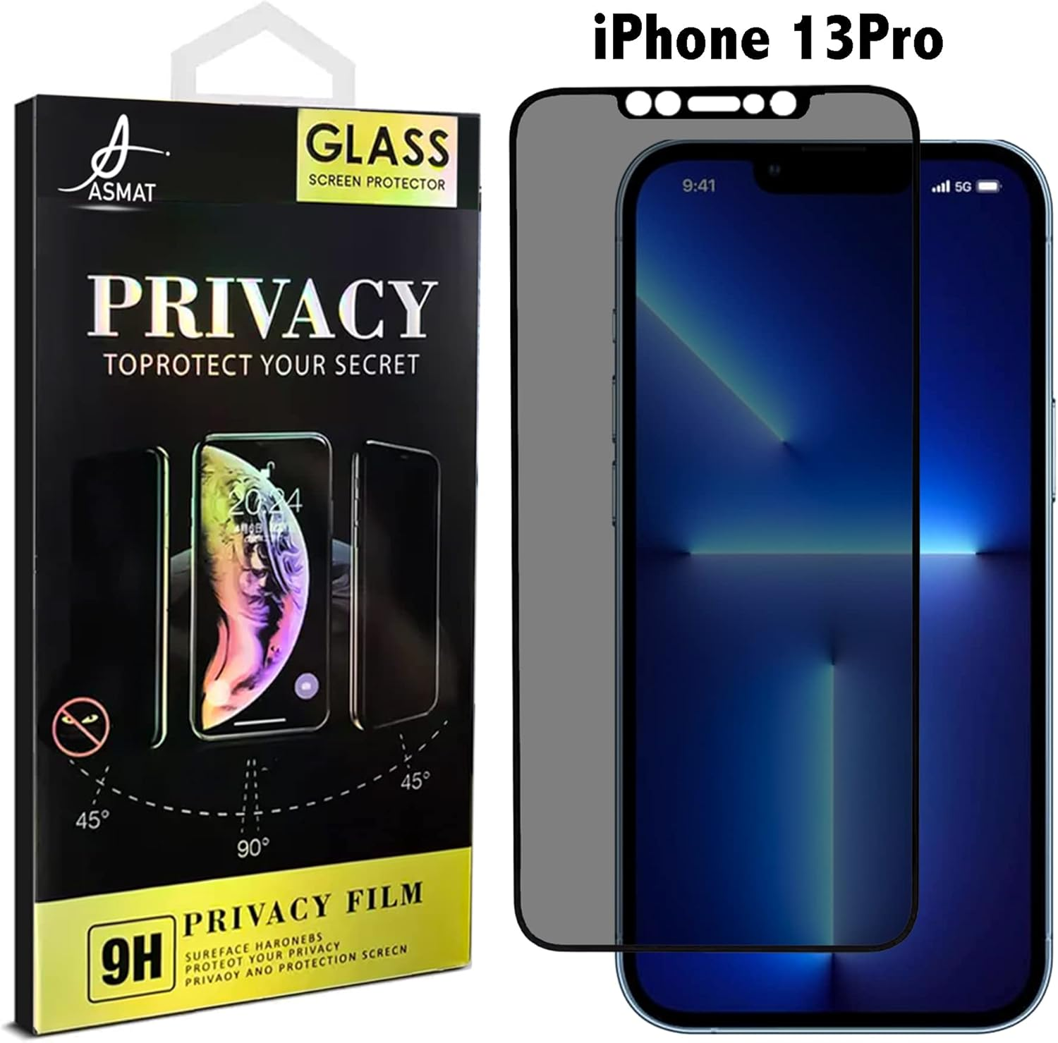 ASMAT Matte Ceramic Privacy Screen Protector for Iphone 11, 12, 13, Mini, Pro, Pro Max Tempered Glass Film Case Friendly 9H Hardness anti Spy for Apple (For Apple Iphone 13/13Pro) image number 6