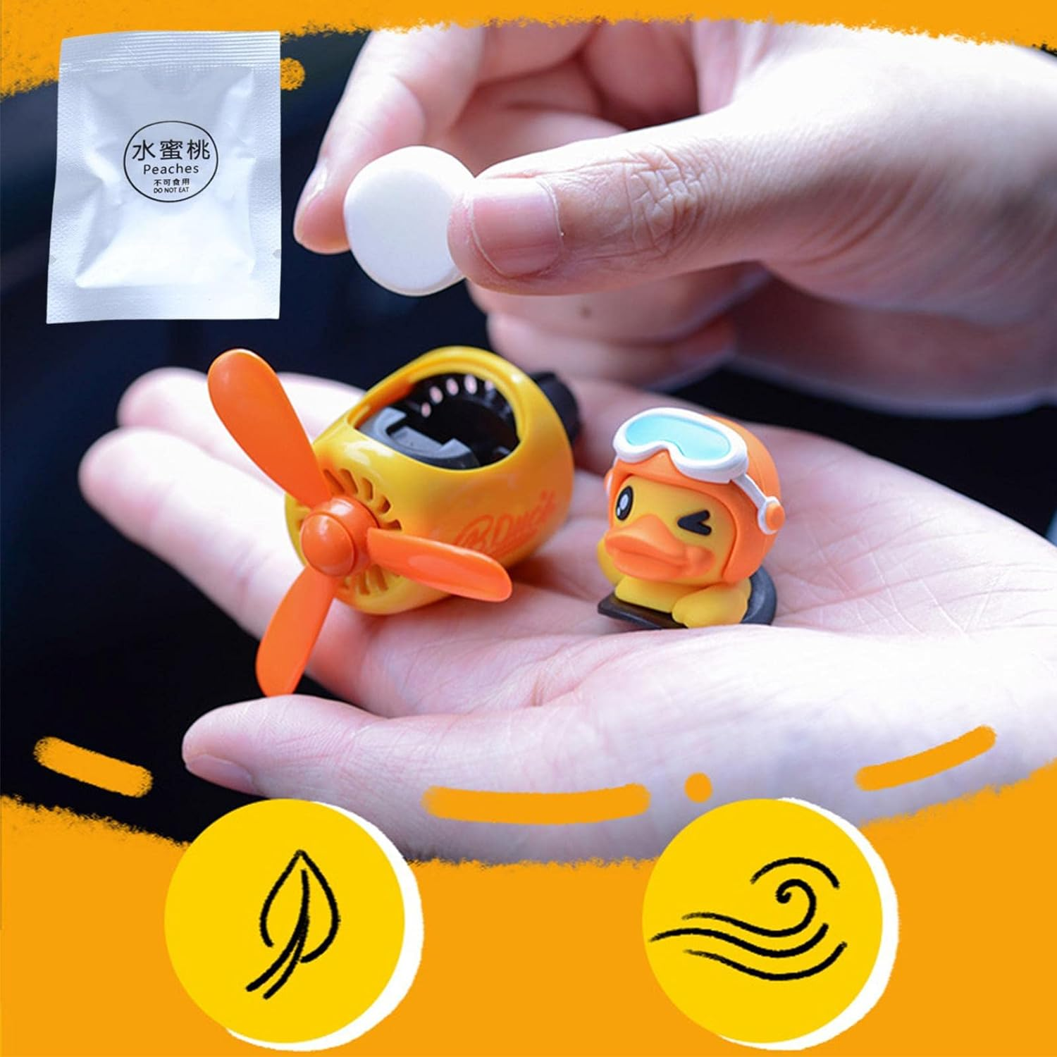 6 Car Air Fresheners Refills for Cute Bear Pilot Car Air Fresheners & Duck Air Fresheners Vent Clip, Peach, Lavender, Lemon or Green Tea - Green Tea image number 7