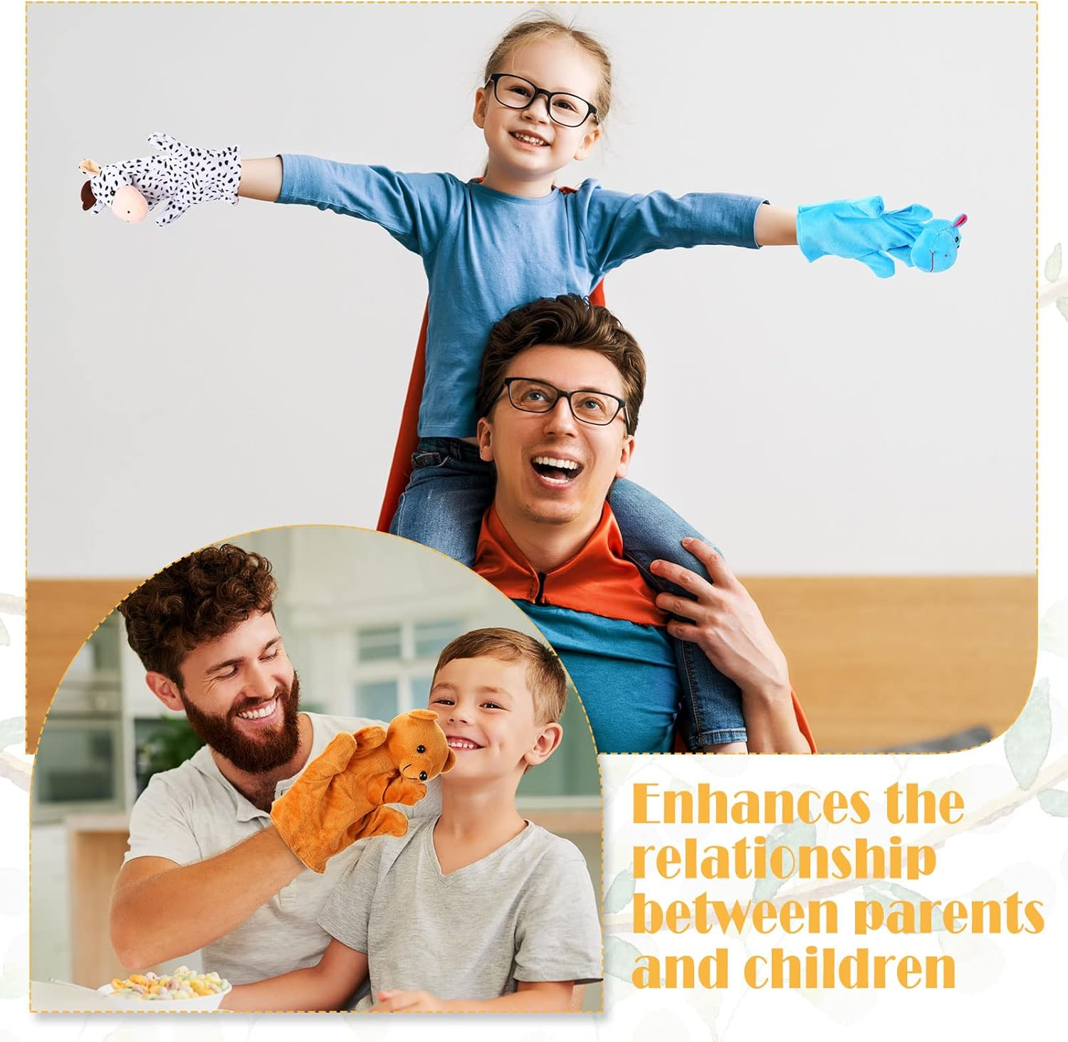 12 Pieces Hand Puppet Zoo Animal Plush Puppets Cute Animal Hand Puppets Plush Pretend Toys Educational Toys with Tiger Lion Monkey Bear Leopard Design for Telling Story Teaching Role Play (Cute)