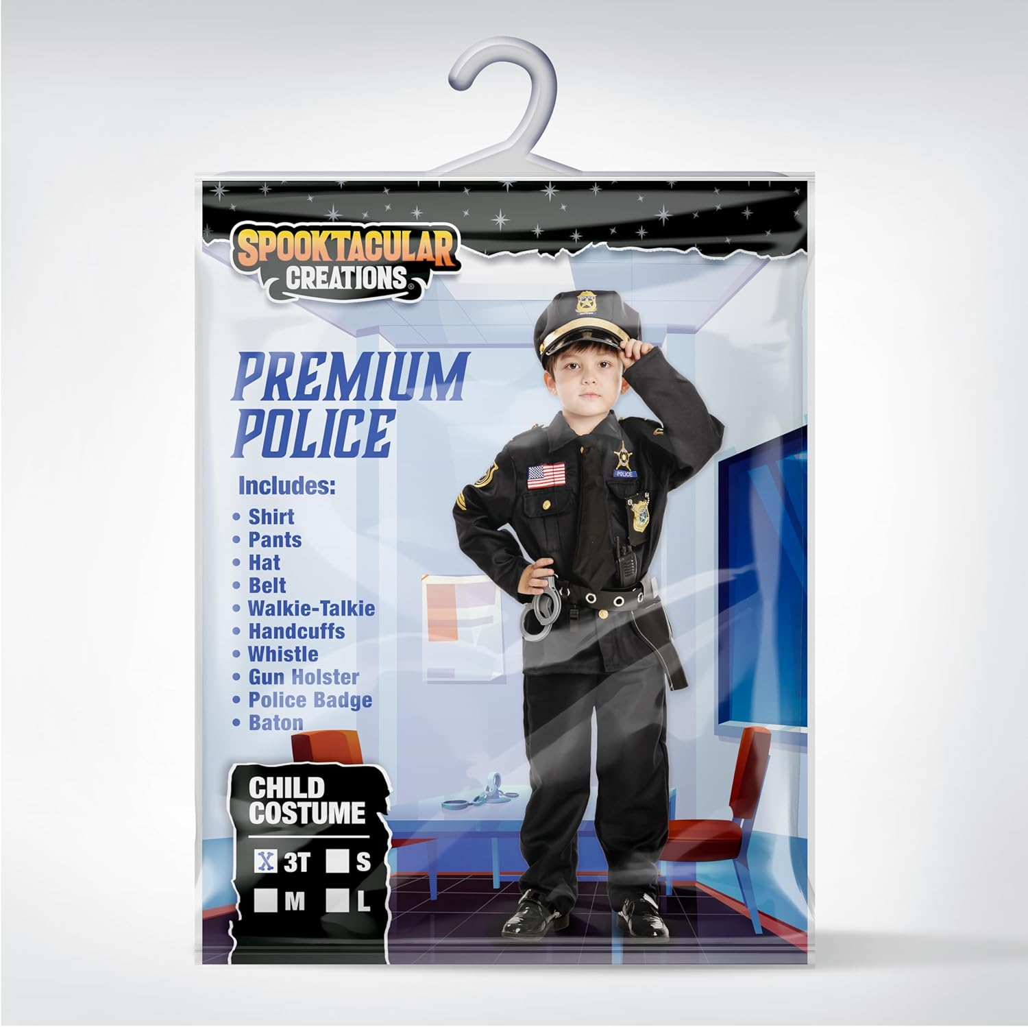 Spooktacular Creations 14PCS Halloween Police Costume for Kids, Police Officer Costume for Boys, Toddler Roleplay Party image number 4