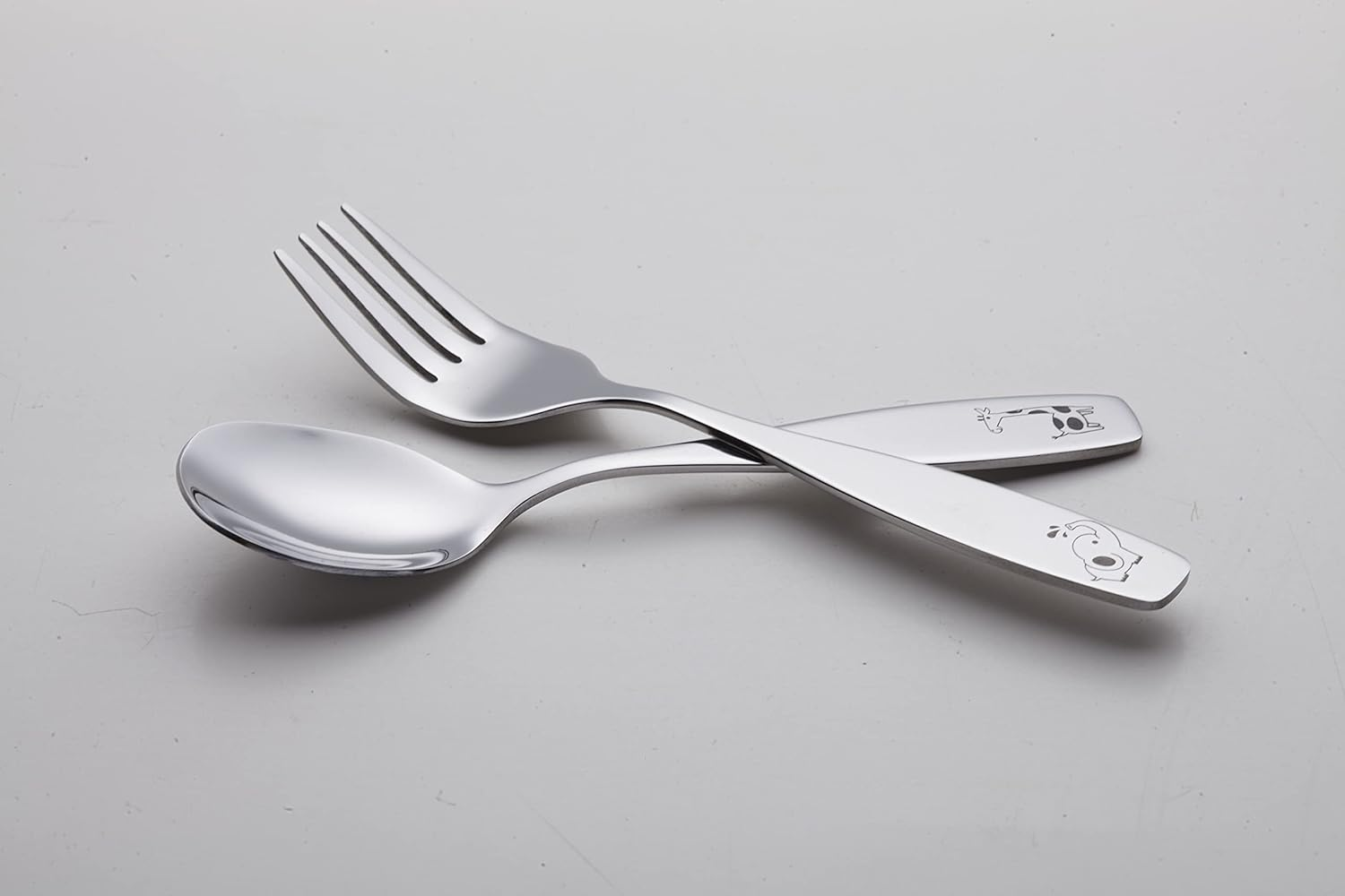 Exzact Children'S Cutlery12Pcs Stainless Steel 18/10 Kids Cutlery/Toddler Utensils/Flatware - 4 X Forks, 4 X Safe Dinner Knives, 4 X Table Spoons - Safari - Giraffe Elephant Lion image number 6