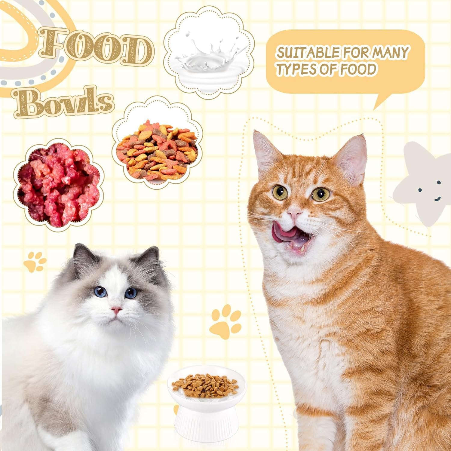 Elevated Ceramic Slow Feeder Cat Bowl &ndash; Anti-Vomiting Raised Cat Food Dish for Dry and Wet Food, Ideal for Dogs and Cats image number 4