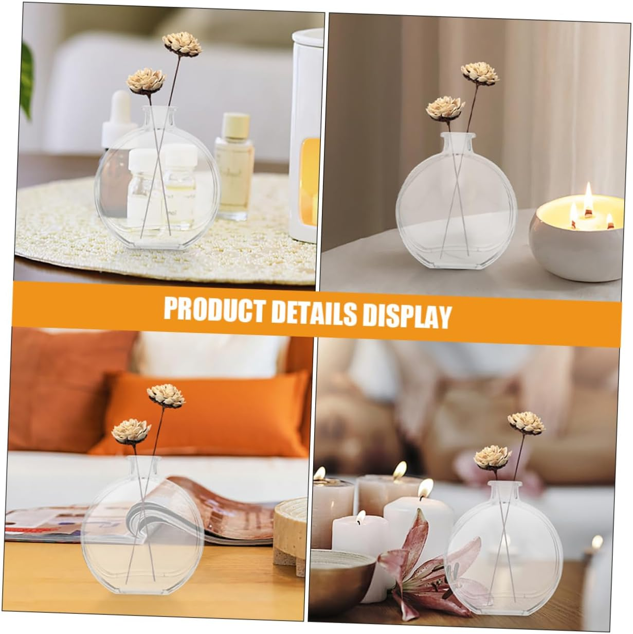 5Sets Refillable Glass Aromatherapy Diffuser Bottle Elegant Household Fragrance Dispenser for Essential Oils Home Decor Office Use image number 4