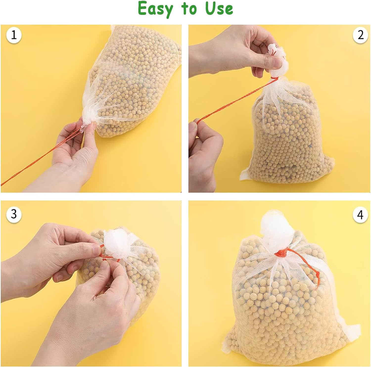 Fruit Protection Bags,100Pcs Reusable Garden Fruit Netting Bags,Drawstring Nylon Mesh Netting Barrier Bag for Protecting Fruits and Vegetables(10X6 Inch) image number 5