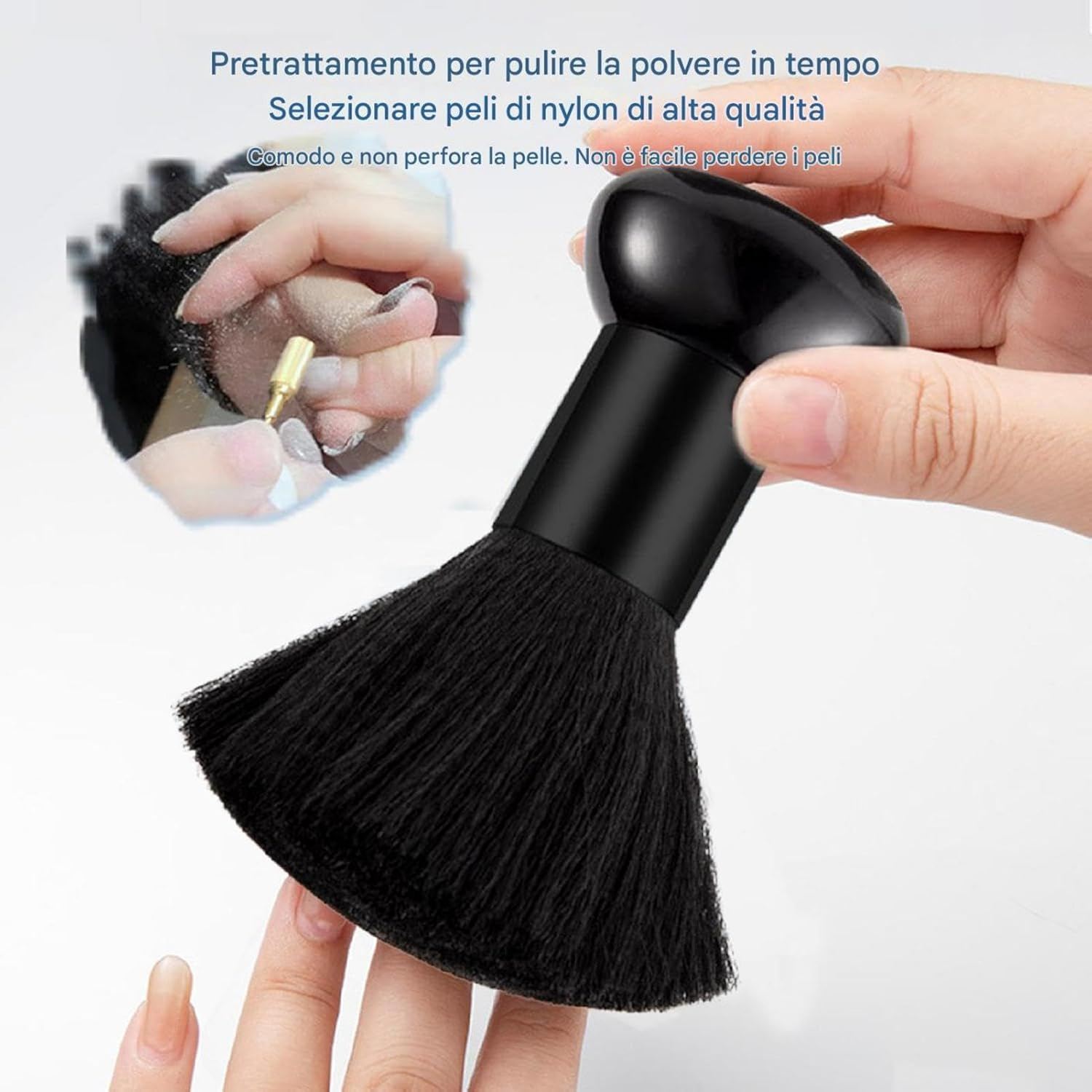 Barber Duster Brush - Benuola Barber Duster Brush Nail Dust Remover Brushes | Soft Nylon Bristles, Nail Tools, Barber Face Hair Brush - Black image number 3