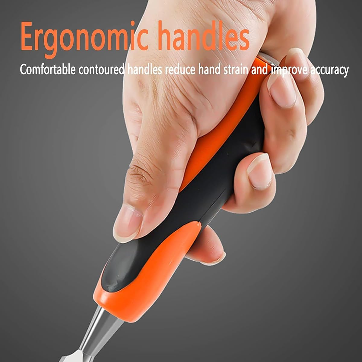 AIMALL Woodworking Chisel Set &ndash; Chrome-Vanadium Steel Blades, Rubber Handles, Flat Edge, 6-Piece Manual Woodworking Tools image number 1