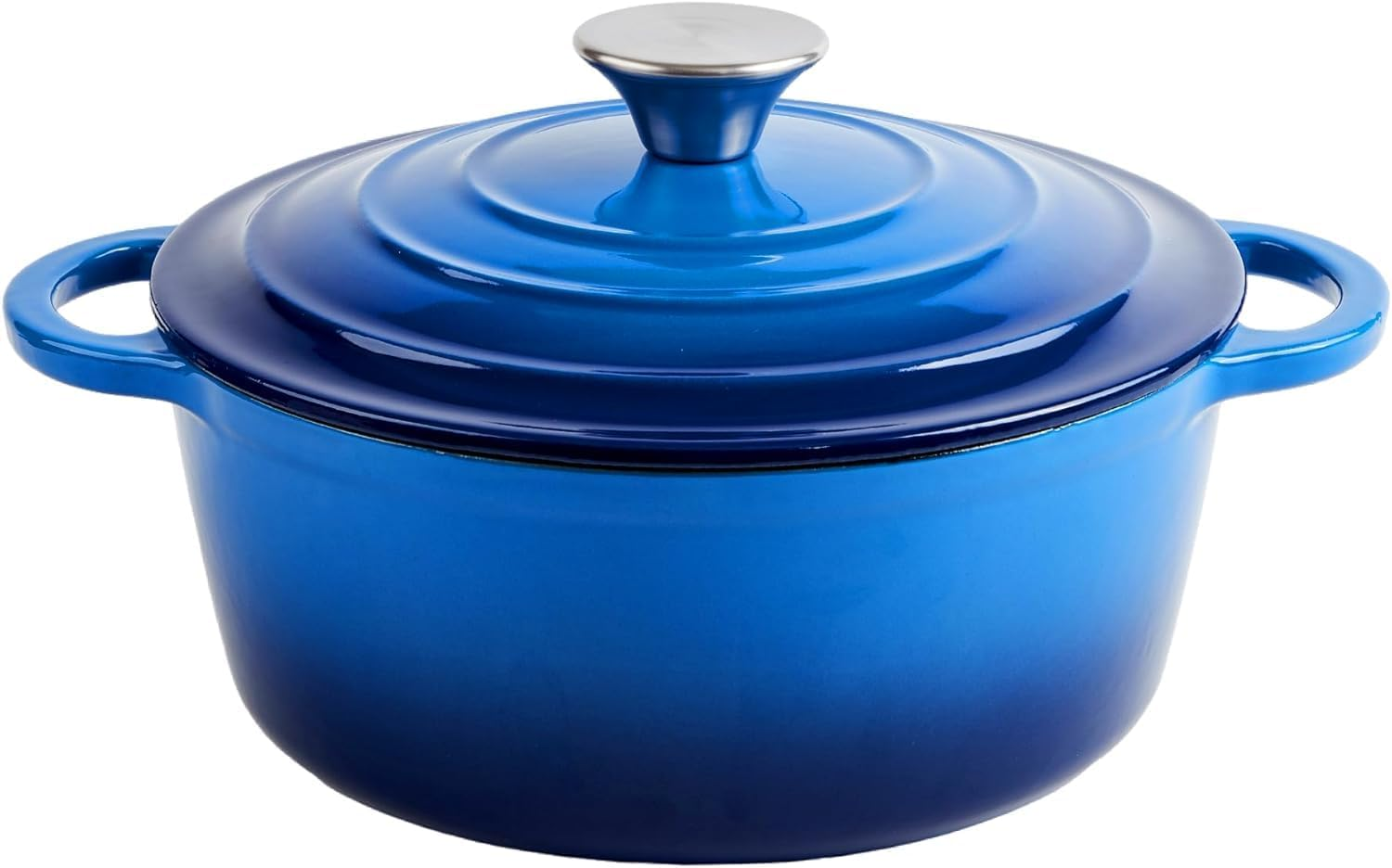 4 Litres/3.6 Quart Enameled Cast Iron Dutch Oven Pot with Lid, Oven Safe up to 550&deg; F & Dishwasher Safe, Sturdy Dutch Oven Cookware - Blue image number 6