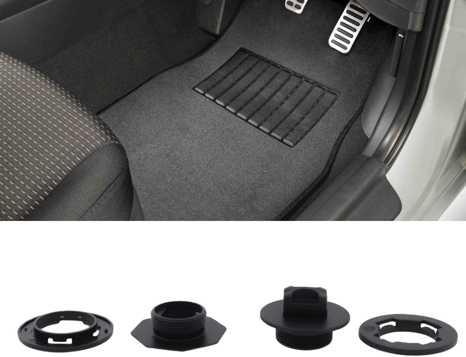 4 Sets of Car Floor Mat Clips Plastic Mat Retainers Compatible with HONDA Black image number 6