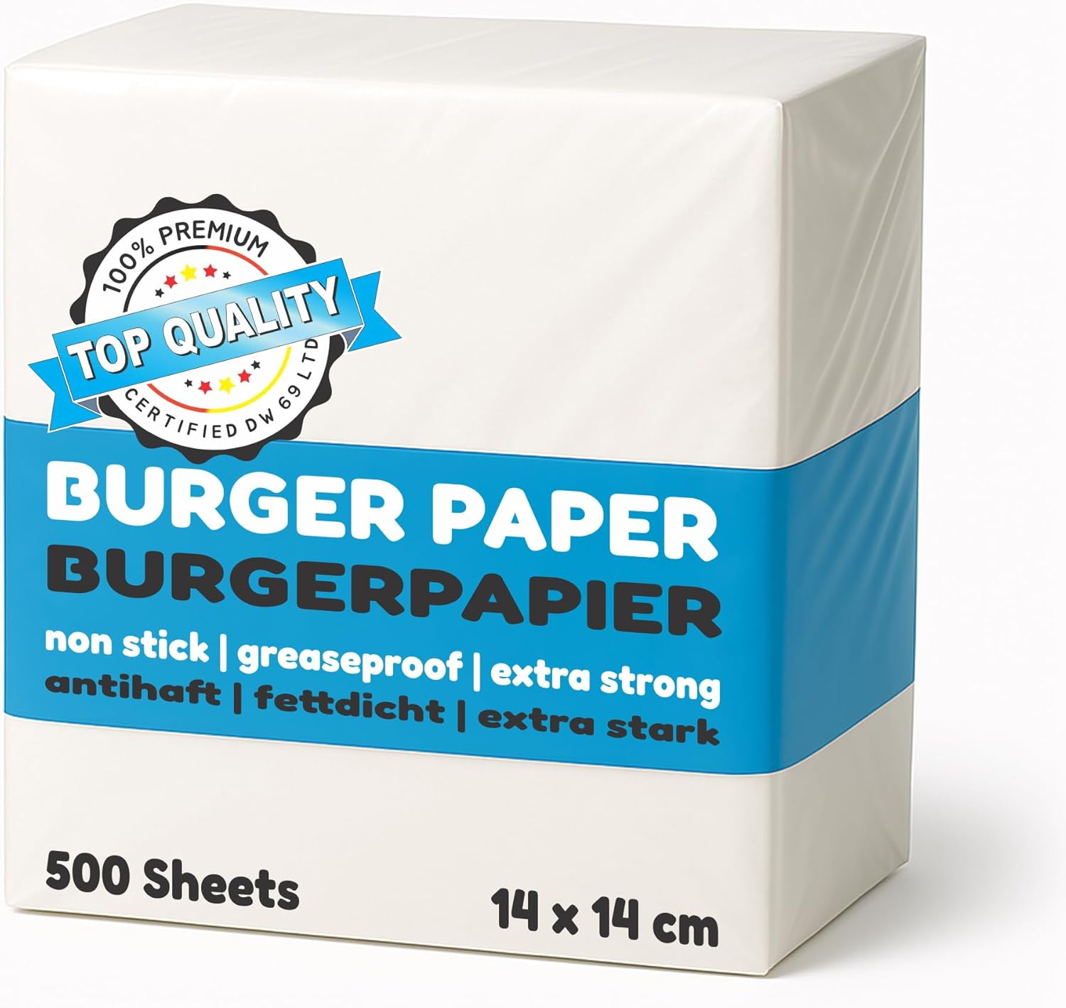 Belmalia 500 Burger Paper Sheets Square | Baking Paper | Wax Paper for Hamburgers, Press, Grill | Non-Stick | 14 X 14 Cm image number 1