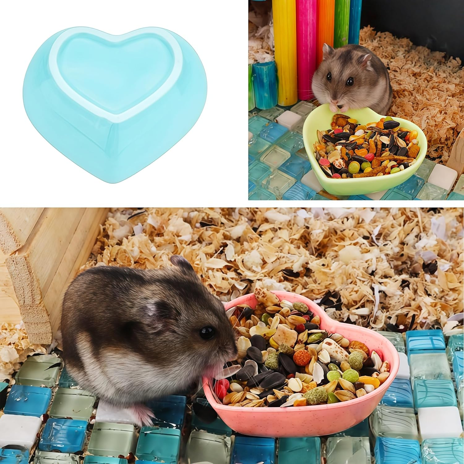 3 Pcs Food Water Dish for Small Animals,80 Ml Ceramic Pet Heart Shaped Bowls,Pet Dish Anti-Turning Food,For Hamster,Guinea Pig,Rabbit,Gerbil Hedgehog Rat Rodent image number 1