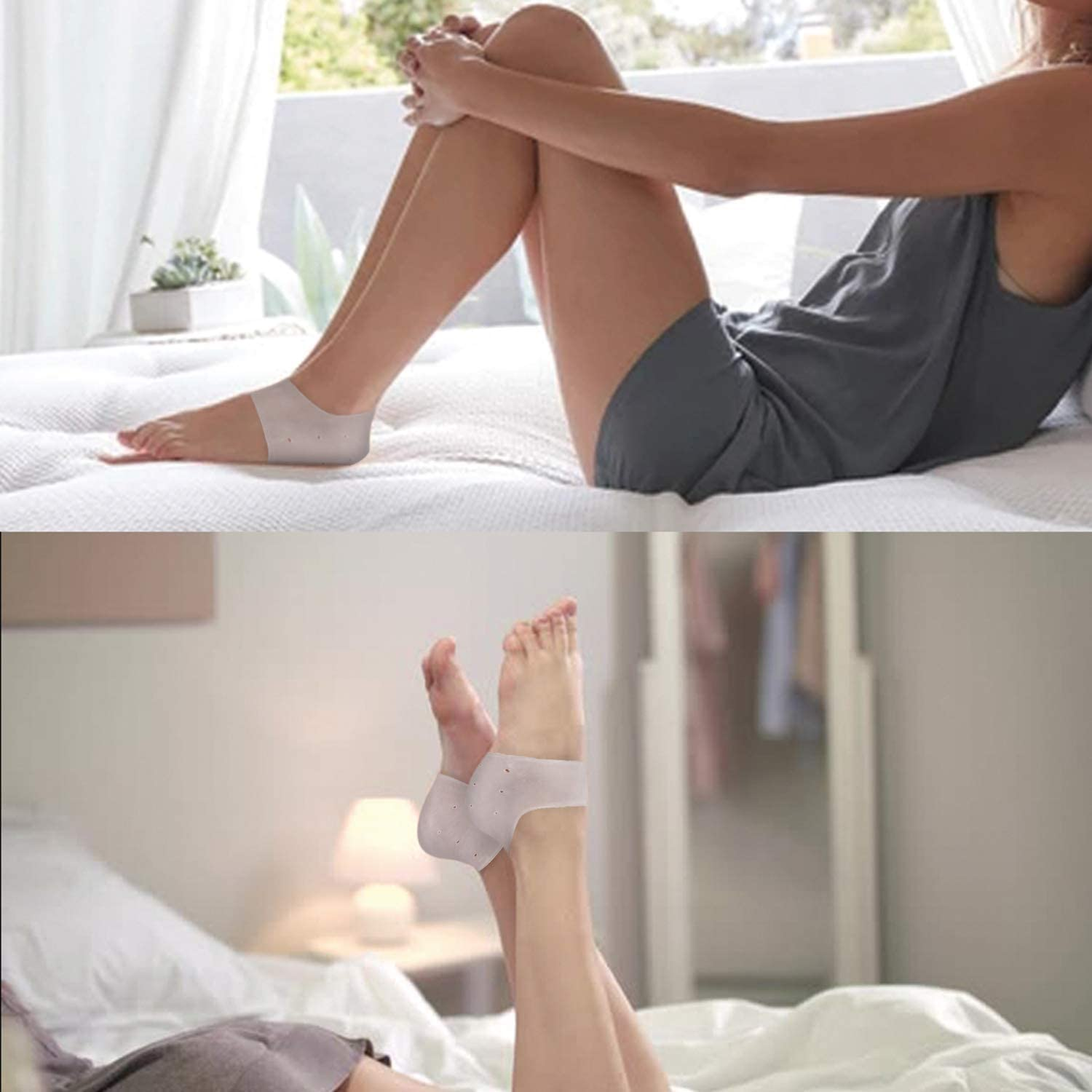 Flexzion Heel Cups, Plantar Fasciitis Inserts (3 Pairs), Silicone Socks Insoles Gel Heel Pads Cushion Protectors for Sore Heel Pain Relief, Heal Repair Dry Cracked Heels, Tendinitis, for Men & Women image number 1