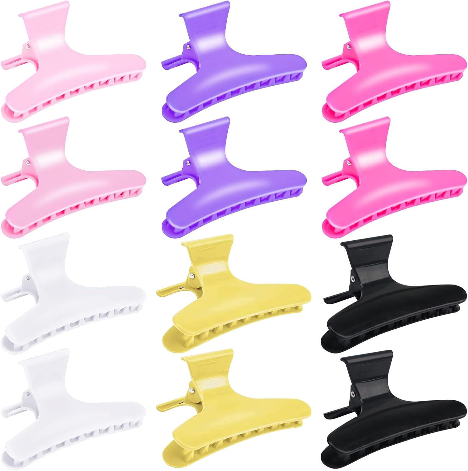 BAHABY Hair Clips for Styling Sectioning 12 Pack Black Butterfly Clamps Hair Claw Clips Pro Salon Hair Clips for Styling, Sectioning, Cutting and Coloring