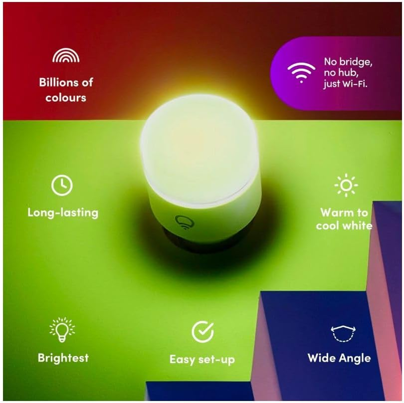 LIFX Colour A60 1200 Lumens [B22 Bayonet Cap], Billions of Colours and Whites, Wi-Fi Smart LED Light Bulb, No Bridge Required, Compatible with Alexa, Hey Google, Homekit and Siri. image number 6