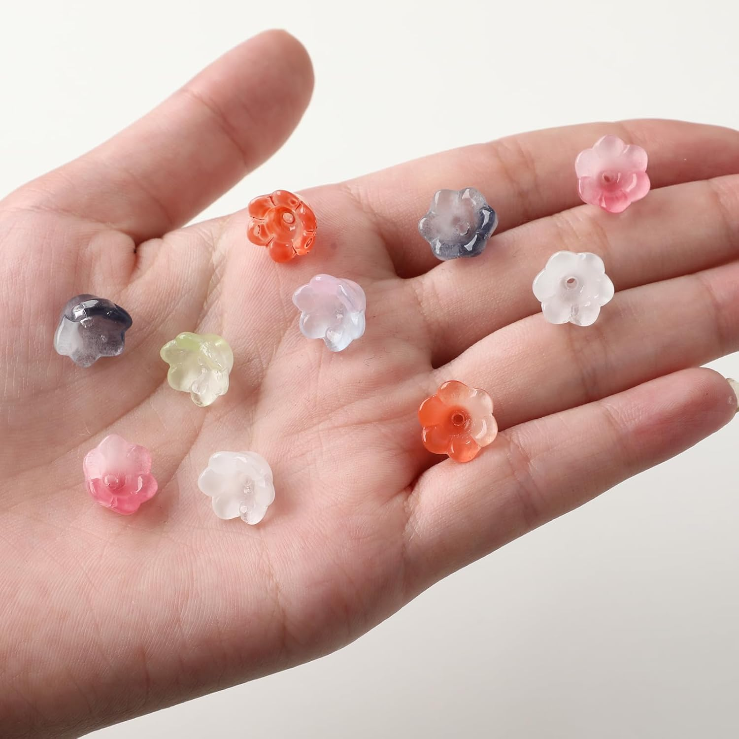 200PCS Glass Flower Beads Czech Glass Beads for Jewelry Making Colorful Cute Bead for Bracelets Making Necklaces Earrings DIY Jewelry Making image number 1