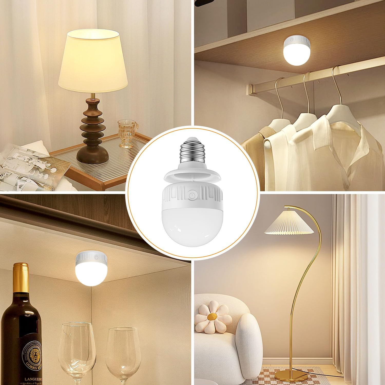 MOKOQI Rechargeable Light Bulbs with Remote Control E27 LED Light Bulb with Dimming and Timer, Magnetic Detachable Bulb for Wall Sconce and Lamp Replace, 2 Pack image number 6