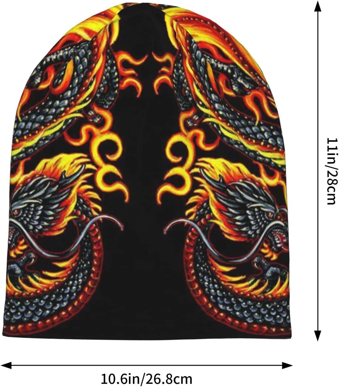 Fire Chinese Dragon Beanie Hat Stretch Scarf Head Wrap for Men and Women Winter Warm Outdoor Funny Hats Knit Cap, Fire Chinese Dragon, One Size image number 6