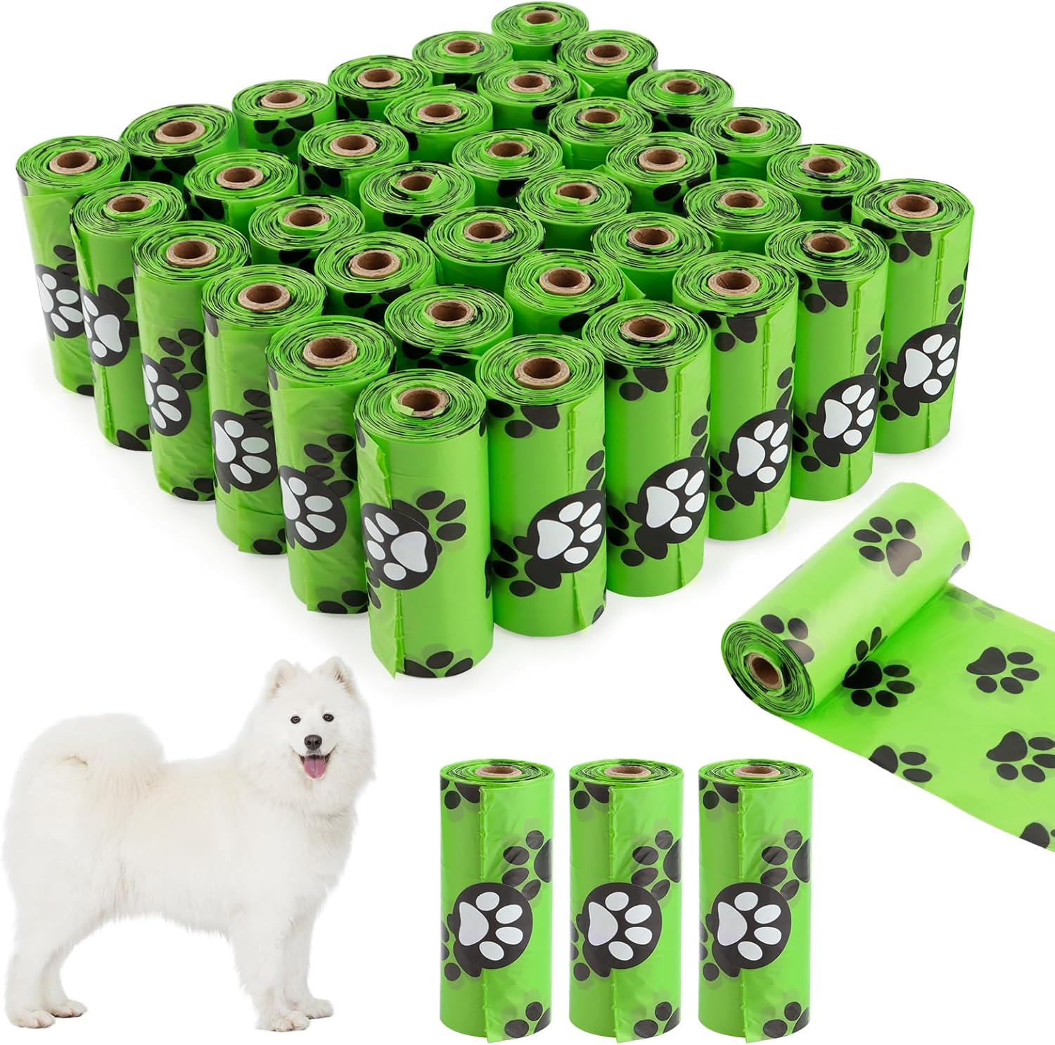 Dog Waste Bags, Pack of 600 Organic Dog Waste Bags, Extra Thick Waste Bags for Dogs, Waste Bags, Refill Rolls, Waterproof, Tear-Resistant, on the Go Black (Green) image number 1