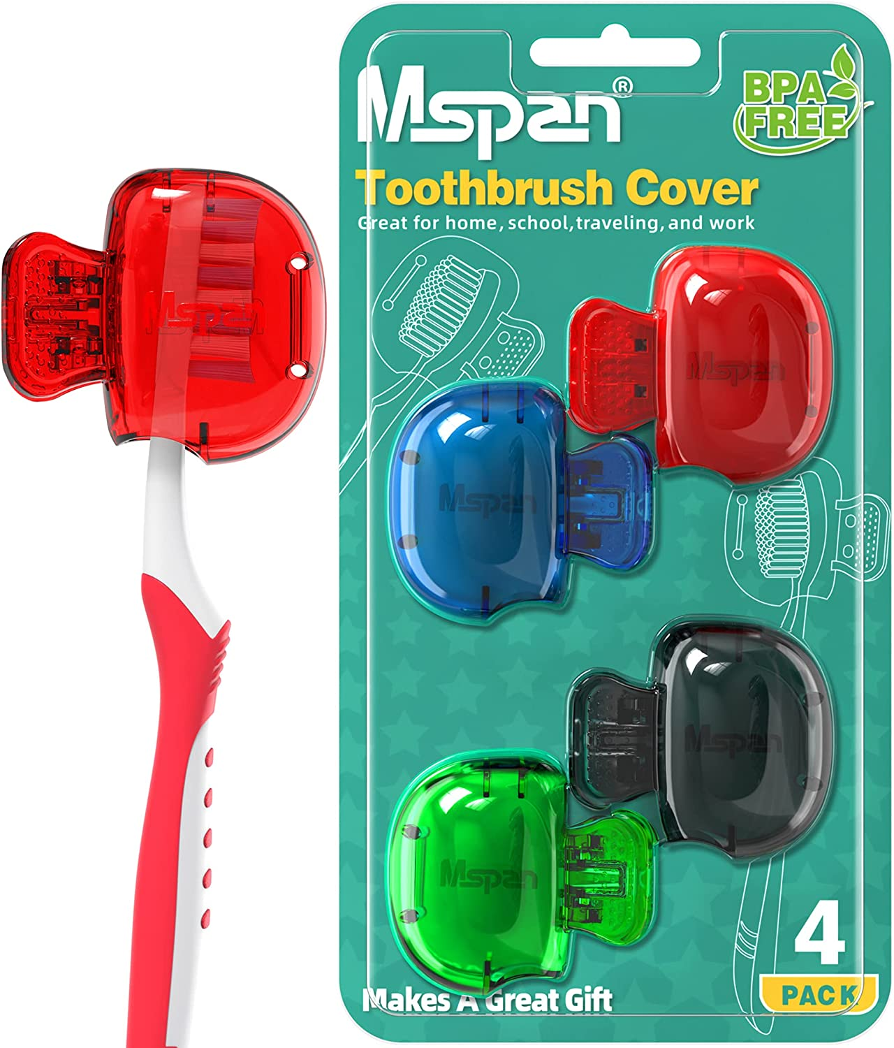 Mspan Electric Toothbrush Head Cover: Sonic Toothbrush Cap Travel Protector Plastic Brush Pod Protection Clip Case Value Pack