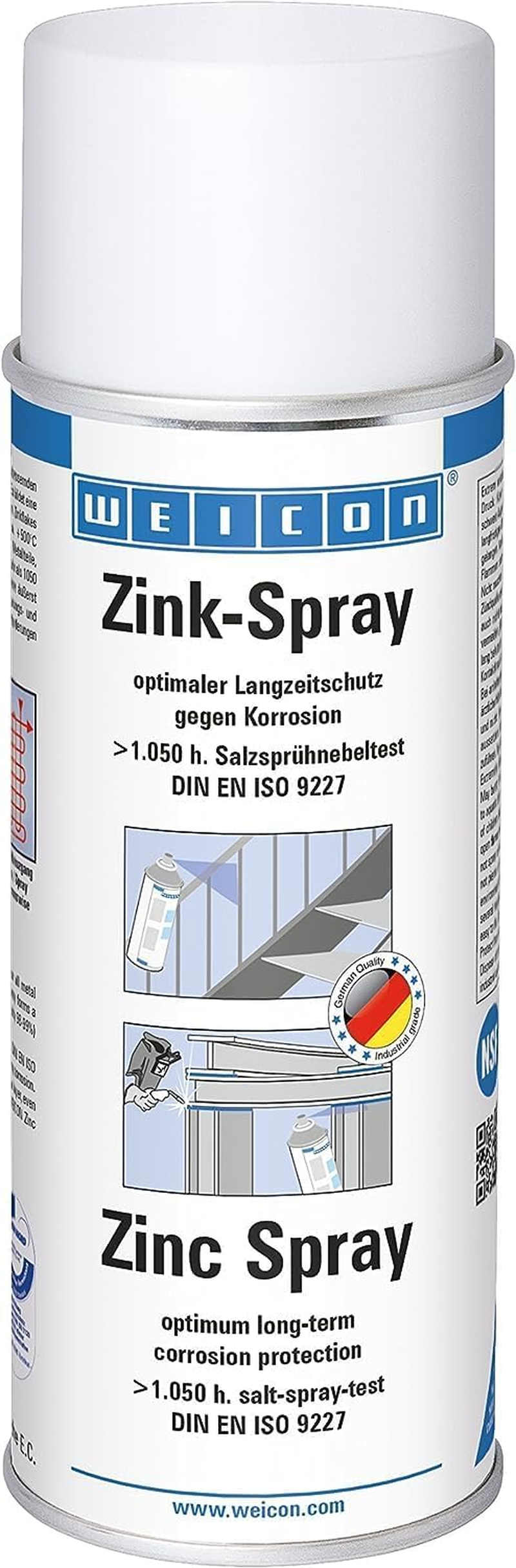 WEICON Zinc Spray 400 Ml | T&uuml;v-Tested | Fast-Drying, Heat-Resistant and Suitable as Primer for Metal |Matt Grey