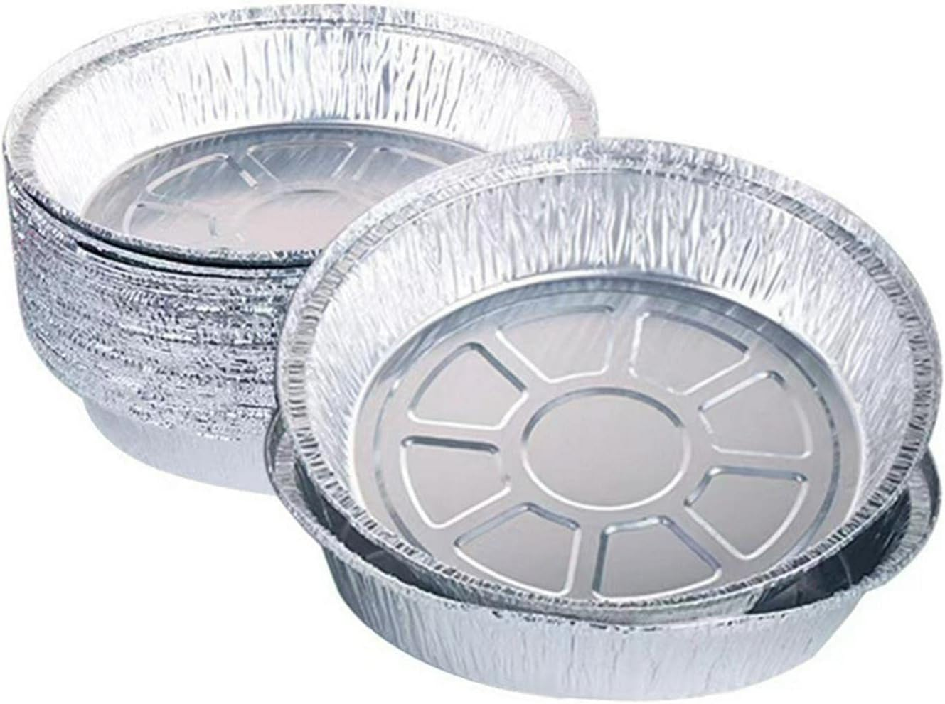 50Pcs round Foil Trays, Disposable Foil Baking Trays, Aluminium Foil Tray Containers, Oven Air Fryer round BBQ Oilproof 8Inch Aluminum Foil Liner Roasting(Size:20.3Cm/8Inch) image number 2