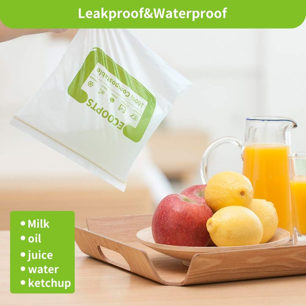 Compostable Food Storage Bags Freezer and Leak Proof, Seal Well for Fruit,Food and Vegetable Plant-Based Bpa-Free (M-Sandwich Bag) image number 4