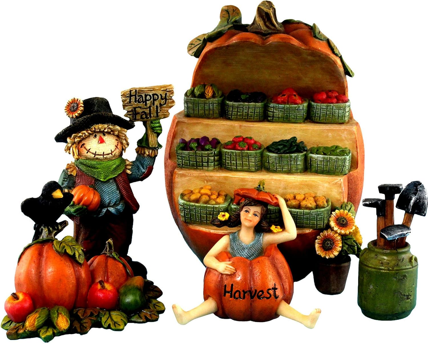 PRETMANNS Fairy Garden Fairies Accessories - Kit with Fairy Figurine, Miniature Scarecrow & Vegetable Stand 5 Pieces Farm Collection image number 5