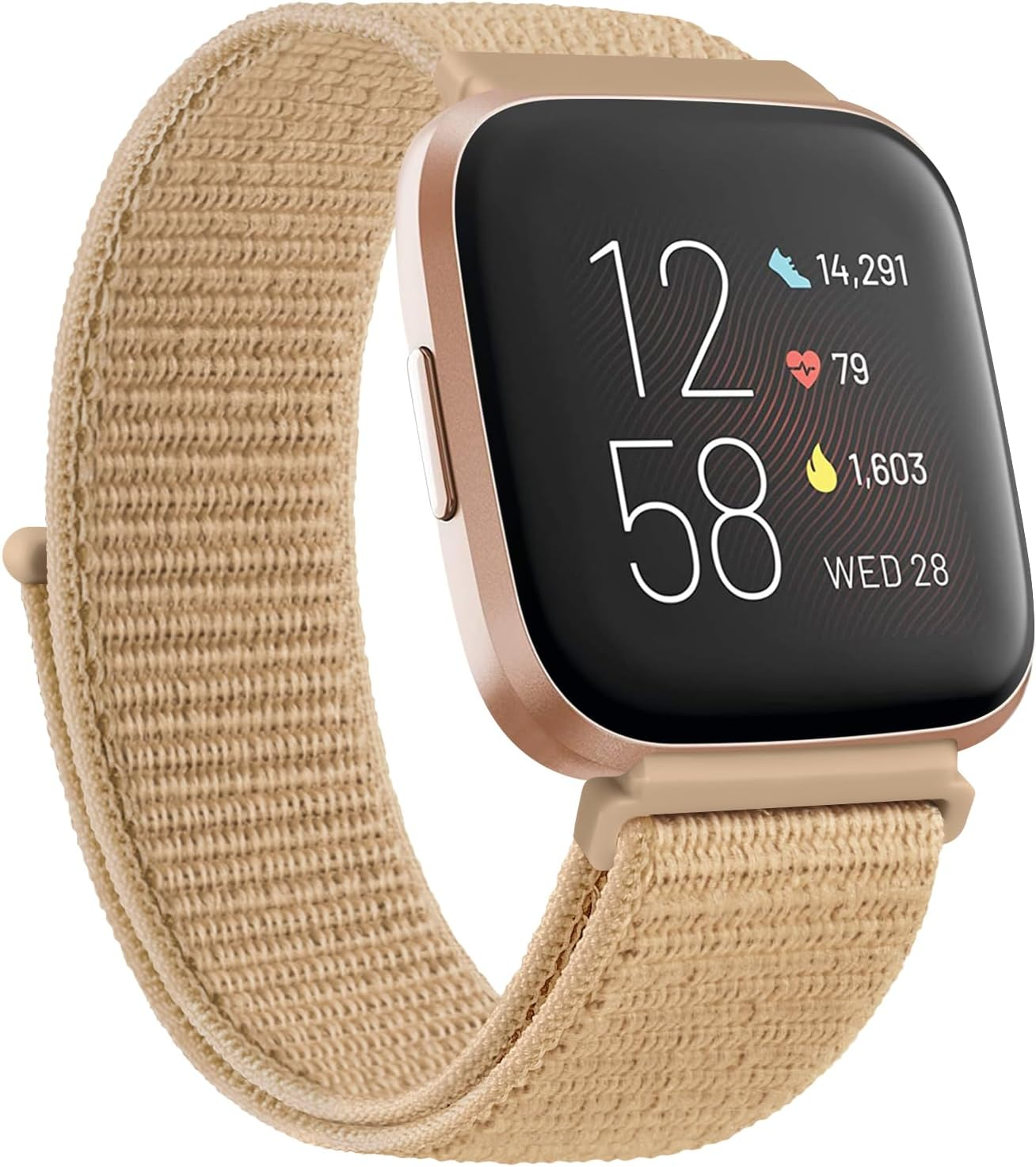 Nylon Bands for Fitbit Versa 2 Bands, Fitbit Versa Band,Fitbit Versa Lite/Se Band Women/Men, Adjustable Soft Breathable Solo Loop Nylon Braided Replacement Strap Wristband