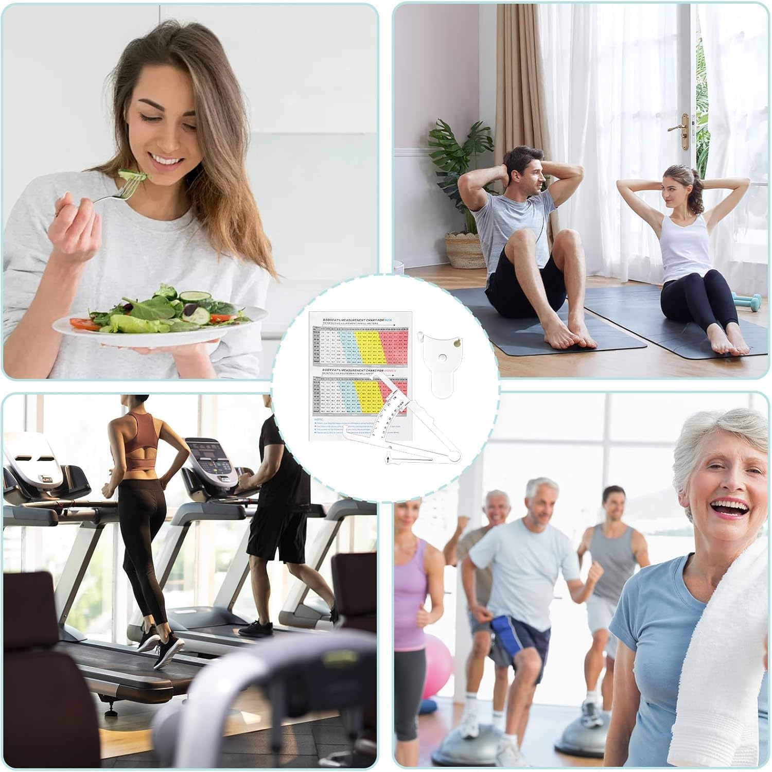 2 PCS Body Fat Caliper and Measuring Tape Sets for Body, Skinfold Calipers and Body Fat Tape Measure Tool for Accurately Measuring BMI Skin Fold Fitness and Weight-Loss, 2025 Upgraded Design (White)