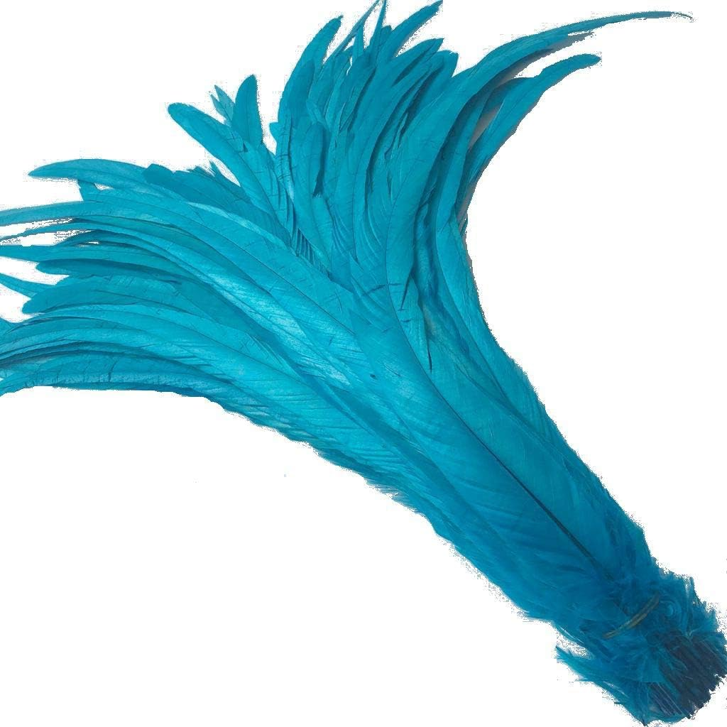 Shekyeon 12-14 Inch Rooster Tail Feather, Use for Hats, Costume, Decoration, Pack of 50 (Turquoise) image number 1