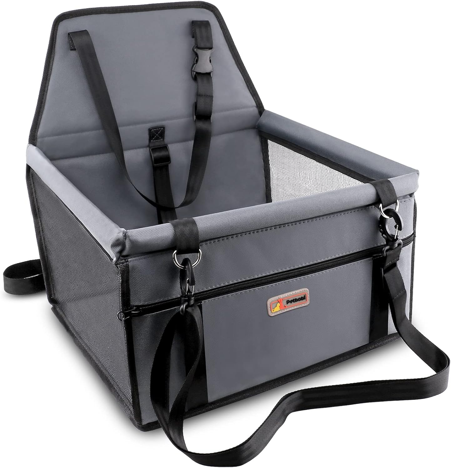 Petbobi Small Dog Car Seat, Dog Car Booster Seat for Small Medium Dogs 5-15 Lbs, Foldable Front Seat Safety with Sturdy PVC Tube Frame, Breathable Mesh, Leopard Print