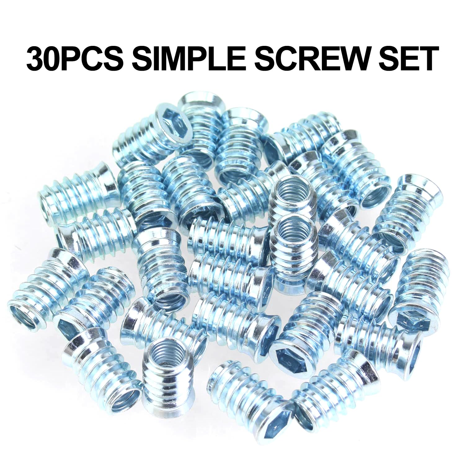 Funcyboo 40 Pcs Threaded Insert, 1/4"-20 X 15Mm Wood Inserts Bolt Screw in Nut Fastener Connector Furniture Screw for Wood Furniture (With 1/4" Allen Wrench) image number 4