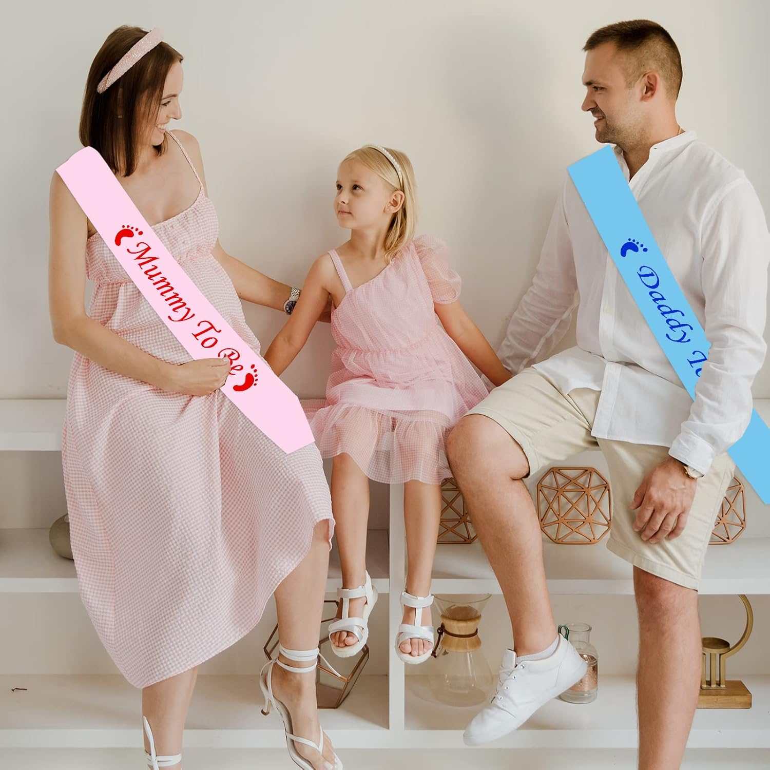 2PCS Mummy to Be Sash Pink Daddy to Be Sash Blue Mummy and Daddy to Be Sash Mum to Be Sash Baby Shower Sash Dad to Be Sash Party Decoration Supplies Baby Shower Sashes for Mum Family image number 3