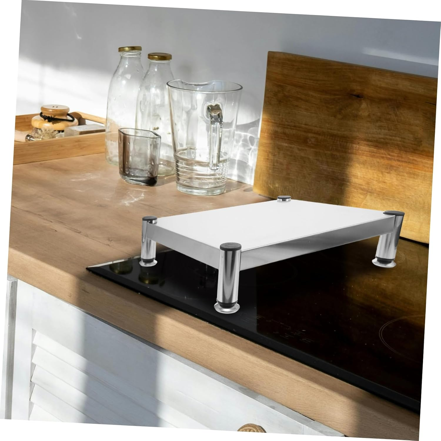 BESTYASH Stainless Steel Gas Stove Holder Stand for Kitchen Nonslip Rack Stand Accessory Induction Cooker Holder Support Shelf for Small Kitchens image number 1