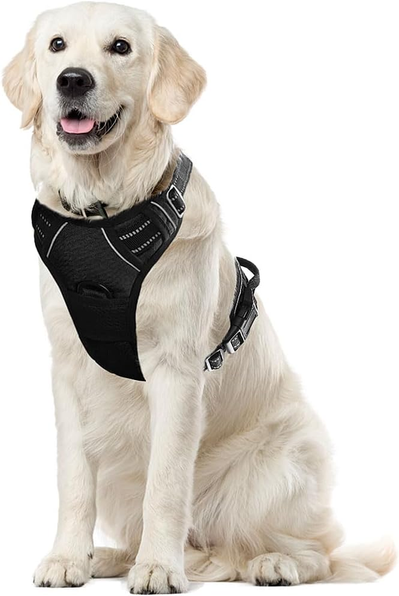 Voarge Dog Harness for Large Dogs, Anti-Pull Dog Harness with Control, Adjustable Vest Dog Harnesses with Easy to Use Handle for Training or Walks (Grey, S)