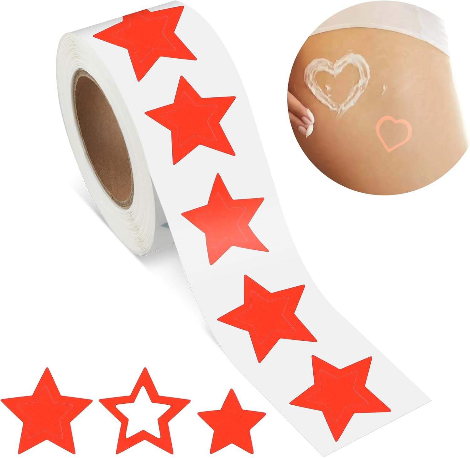 Ahqizfx 500 Pcs Tanning Stickers Roll, 1 Inch Red Self-Adhesive Star Shape Stickers for Tanning Beds & Salons, Sunbathing Supplies for Adults & Children image number 4