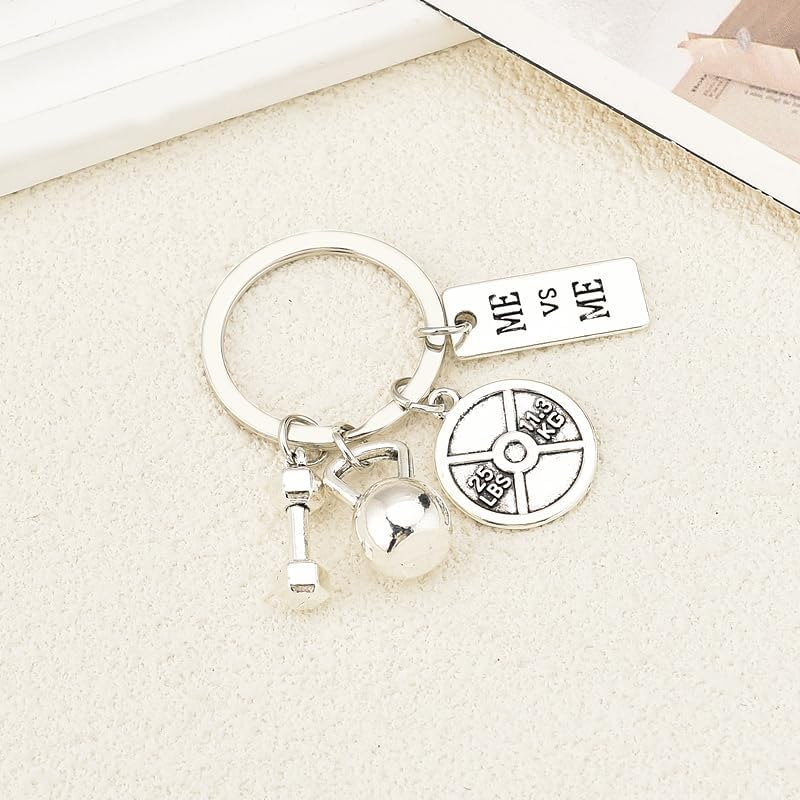 Inspirational Fitness Gifts Workout Keychain for Men Women Dumbell Kettlebell Kering Charms for Sports Lover Gym Gifts for Trainer Christmas Birthday Gifts for Family Friend image number 4