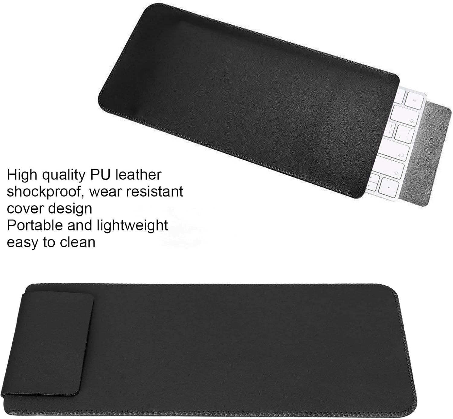 PU Leather Keyboard Sleeve, Protective Case Travel Sleeve Bag Case Portable Lightweight 30X14X1Cm for Multi-Device Wireless Keyboard (Black) - Apricot image number 7