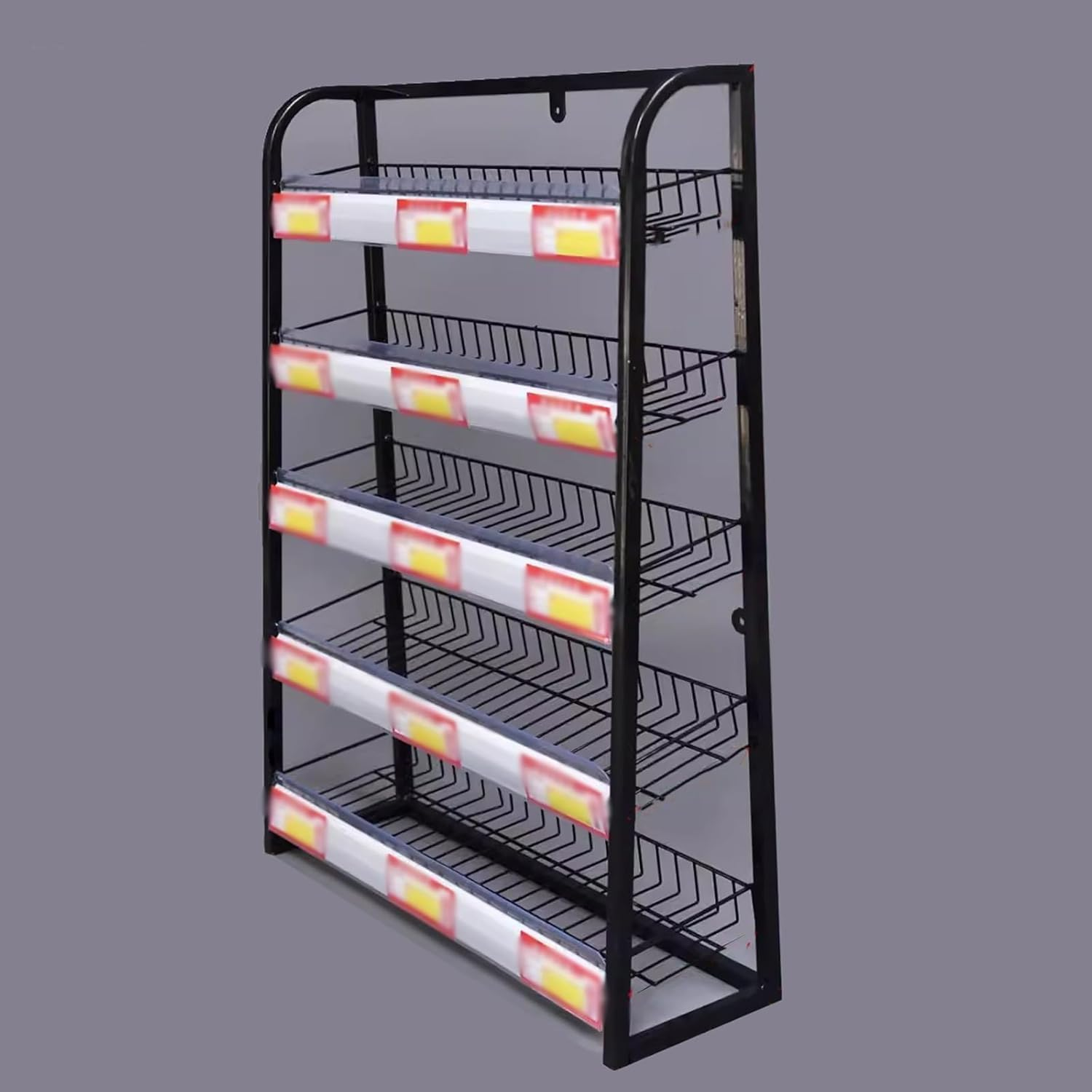 Snack Storage Rack Storage Baskets， Supermarket Shelf Label Holder Standing(Black,W60Cm(24In)) image number 3