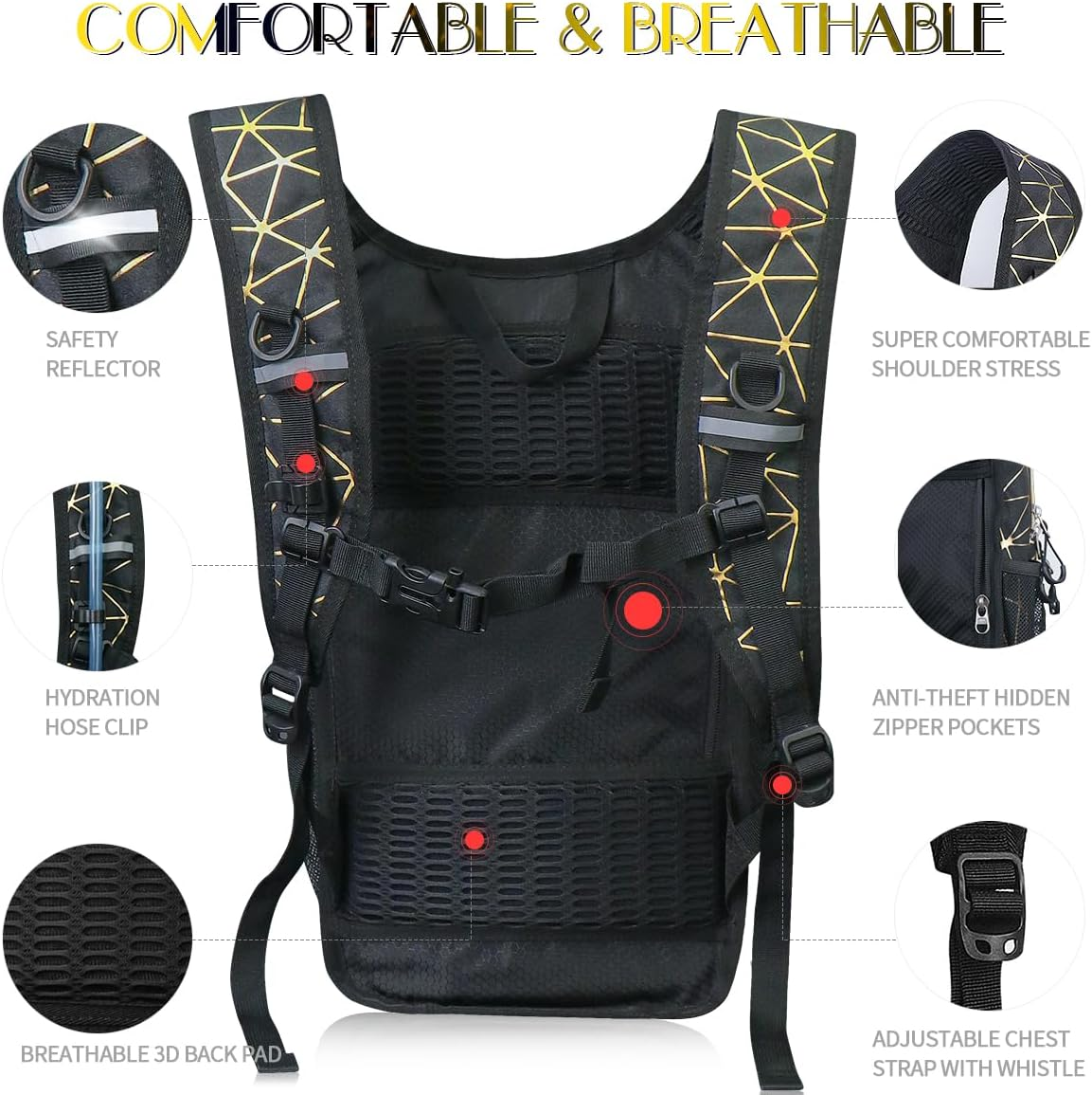 Hydration Pack, Water Backpack with 3L Hydration Bladder Lightweight Insulation, Festival Essential, Rave Hydration Backpack, Hydropack Backpack for Rave, Hiking, Biking, Running, Festival Gear - Silver image number 4