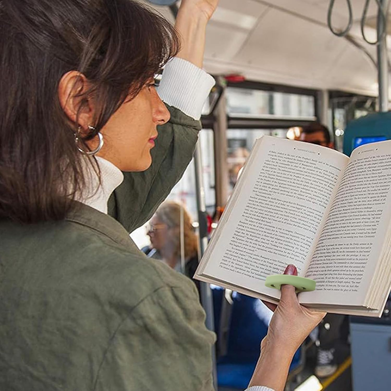 Book Page Holder, 2 Pack Breathable Silicone Thumb Page Holder for Reading, Ideal Book Reader Gifts and Reading Accessories (White+Green) image number 2