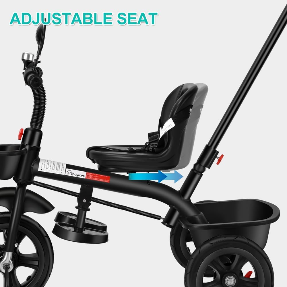 4In1 Baby Walker Kids Trike Tricycle Bike Children Bicycle Ride on Toy Safety Fence Adjustable Seat Handlebar Black image number 2