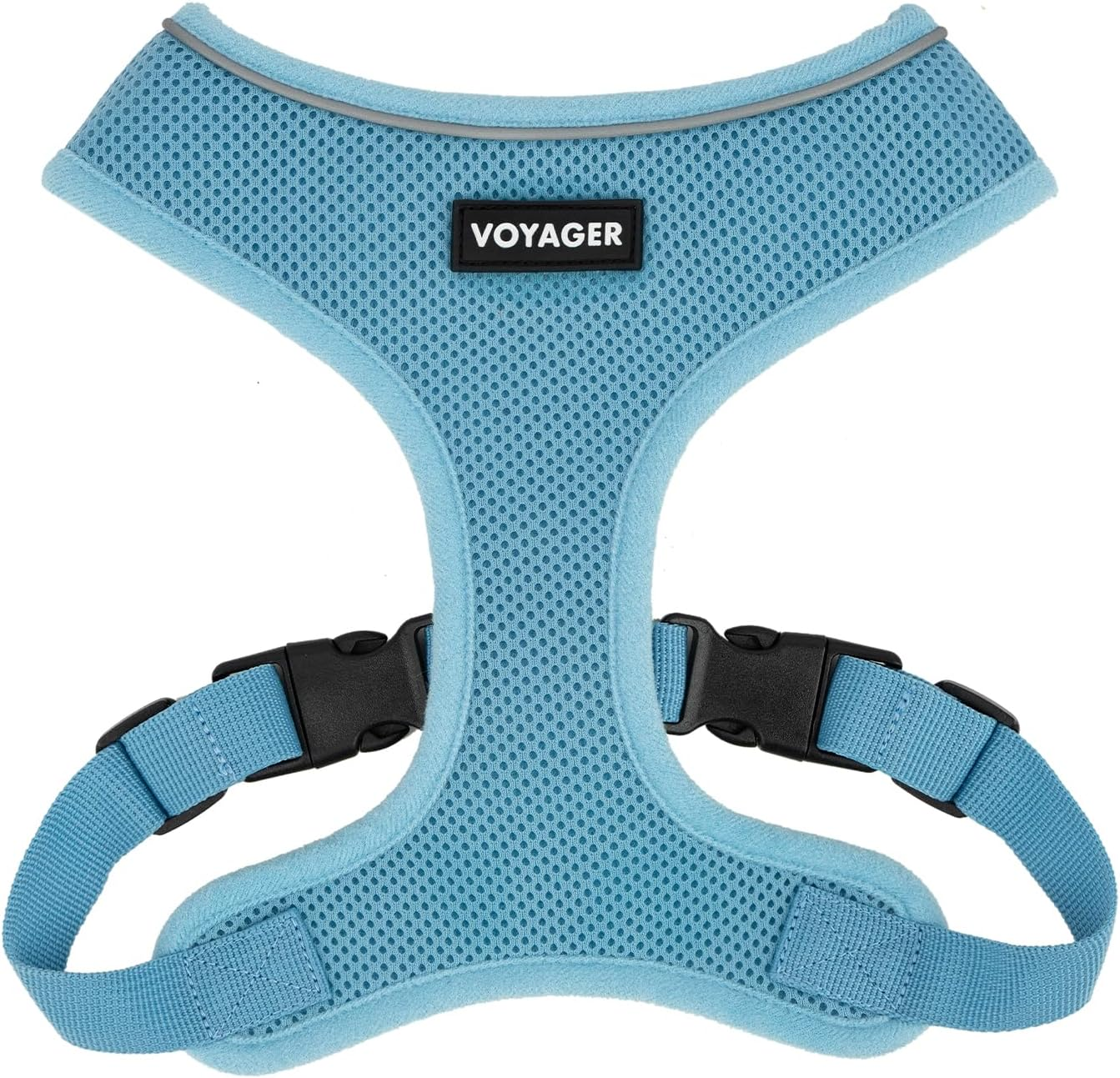 Aerolite No Pull Mesh Dog Harness with Lightweight, Soft, Breathable Chest Coverage, Reflective Stitching, and Adjustable Straps for Walking, Running, Training, Heavy Duty and Durable - Baby Blue, M
