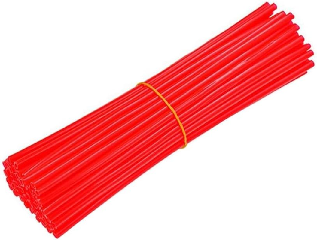 72Pcs Bicycle Wheel Spoke Bike Spoke Wrap Kit Mtb Skins Covers Mountain Sleeves Red