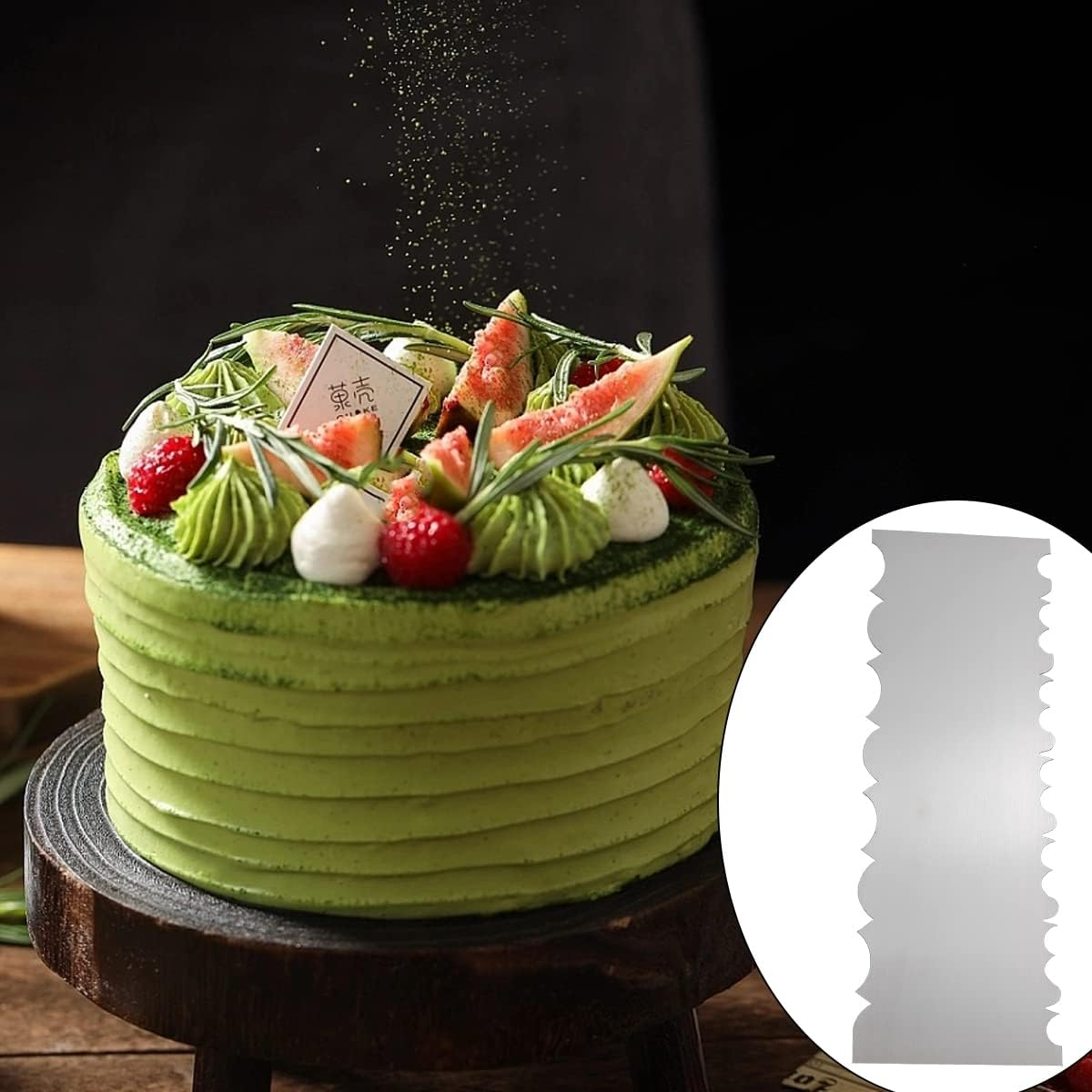 8.6 Inch Stainless Steel Cake Scraper Metal Scraper for Cake Smoother Leveler Scraper Cake Decorating Comb Cake Cutter for Mousse Butter Cream (Style 3) image number 3